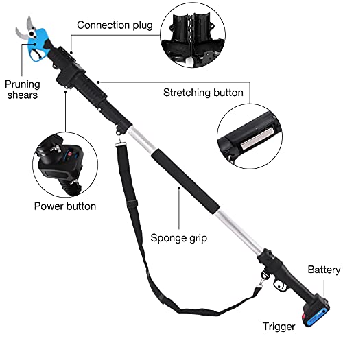 7.5ft Pole Pruner with 2Ah Lithium Battery, 1.5inch Electric Pruning Shears