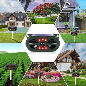 Ultrasonic Animal Repellent Outdoor Solar Animal Repeller with Motion Sensor Flashing Light Waterproof Animal Repellent for Squirrel Deer Raccoon Rabbit Cat Dog Skunk Fox Protect Farm Yard Garden