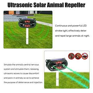 Ultrasonic Animal Repellent Outdoor Solar Animal Repeller with Motion Sensor Flashing Light Waterproof Animal Repellent for Squirrel Deer Raccoon Rabbit Cat Dog Skunk Fox Protect Farm Yard Garden