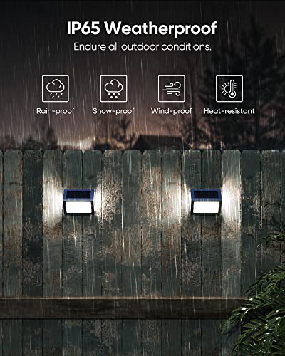 JACKYLED 12 Pack Solar Step Lights Outdoor, 3-Side 7 LED Brighter Solar Deck Lights Stainless Steel IP65 Waterproof Solar Fence Lighting for Stair, Patio, Fence, Step, Garden (Cool White)