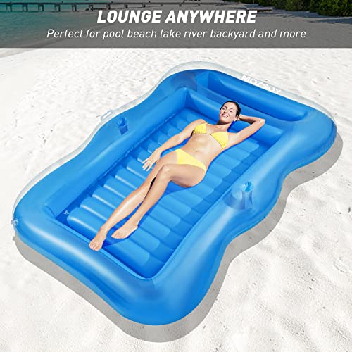 Inflatable Pool Floats Boat for Adults, Blow Up Tanning Pool Raft Tub with Fixed Inflatable Pillow for Family Outdoor, Garden,Beach, Backyard Summer Water Party