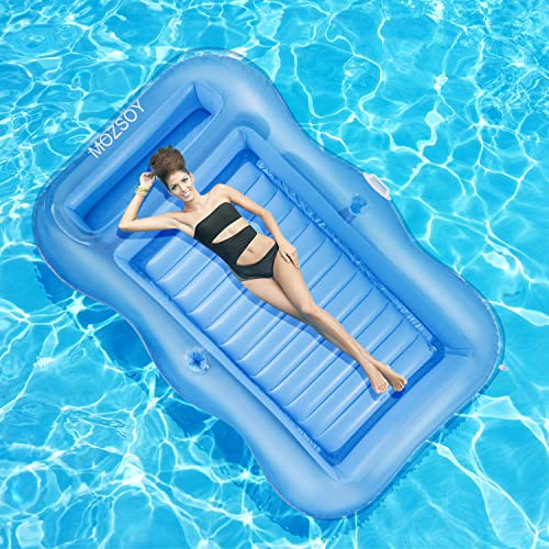 Inflatable Pool Floats Boat for Adults, Blow Up Tanning Pool Raft Tub with Fixed Inflatable Pillow for Family Outdoor, Garden,Beach, Backyard Summer Water Party