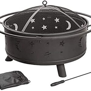 LEAYAN Garden Fire Pit Portable Grill Barbecue Rack Outdoor Fire Pit, Multifunctional Garden Terrace Fire Bowl Heater,BBQ Grill Fire,Heat-Resistant Coating,Steel Frame for Camping Backyard