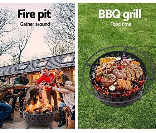 LEAYAN Garden Fire Pit Portable Grill Barbecue Rack Outdoor Fire Pit, Multifunctional Garden Terrace Fire Bowl Heater,BBQ Grill Fire,Heat-Resistant Coating,Steel Frame for Camping Backyard