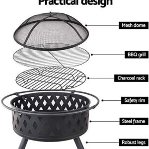 LEAYAN Garden Fire Pit Portable Grill Barbecue Rack Outdoor Fire Pit, Multifunctional Garden Terrace Fire Bowl Heater,BBQ Grill Fire,Heat-Resistant Coating,Steel Frame for Camping Backyard