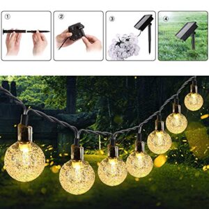 TCJJ 100 LED 39FT Crystal Globe Solar Fairy Lights, String Lights Outdoor, Waterproof Patio Lights Solar Powered Decorative with 8 Lighting Modes for Party Garden Yard