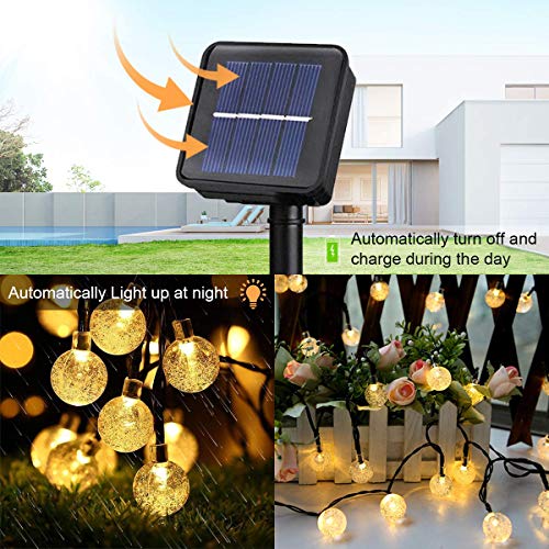 TCJJ 100 LED 39FT Crystal Globe Solar Fairy Lights, String Lights Outdoor, Waterproof Patio Lights Solar Powered Decorative with 8 Lighting Modes for Party Garden Yard