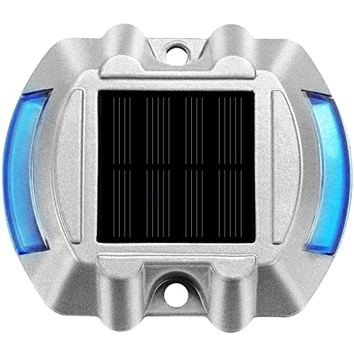 VEVOR Driveway Lights 16-Pack, Solar Driveway Lights with Switch Button, Solar Deck Lights Waterproof, Wireless Dock Lights 6 LEDs for Path Warning Garden Walkway Sidewalk Steps, LED Bright Blue