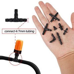 WISSXNA 300PCS Barbed Connectors Drip Irrigation Fittings Kit,Irrigation Connector for 1/4'' Tubing Garden Lawn Irrigation(Single barbs,End Plug,Barbs, Elbows Fittings,4-Way Connector,Tees,Coupling)