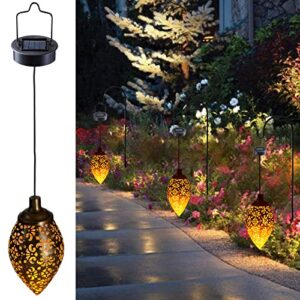 hanging solar lights,retro solar lantern garden lights,metal lamp waterproof for garden decor yard tree fence patio
