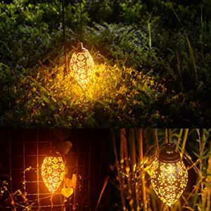 Hanging Solar Lights,Retro Solar Lantern Garden Lights,Metal Lamp Waterproof for Garden Decor Yard Tree Fence Patio