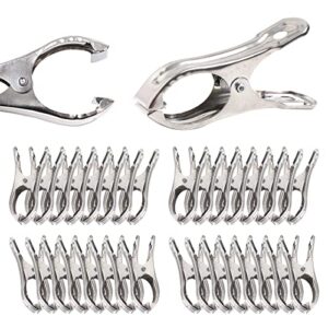 sbyure 60 pcs stainless steel greenhouse clamps,garden clips for netting,clips greenhouse clips with large open,have a strong grip to hold down the shade cloth or plant cover