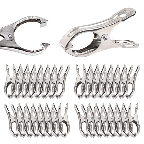 SBYURE 60 Pcs Stainless Steel Greenhouse Clamps,Garden Clips for Netting,Clips Greenhouse Clips with Large Open,Have a Strong Grip to Hold Down The Shade Cloth or Plant Cover