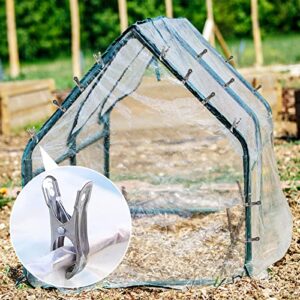 SBYURE 60 Pcs Stainless Steel Greenhouse Clamps,Garden Clips for Netting,Clips Greenhouse Clips with Large Open,Have a Strong Grip to Hold Down The Shade Cloth or Plant Cover