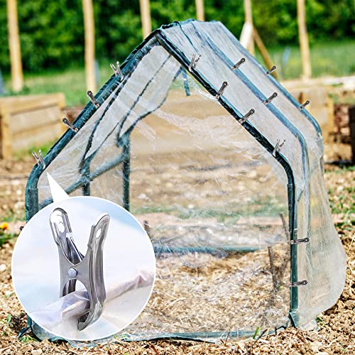 SBYURE 60 Pcs Stainless Steel Greenhouse Clamps,Garden Clips for Netting,Clips Greenhouse Clips with Large Open,Have a Strong Grip to Hold Down The Shade Cloth or Plant Cover