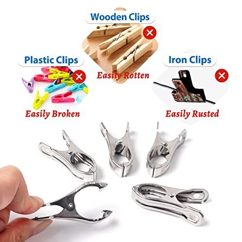 SBYURE 60 Pcs Stainless Steel Greenhouse Clamps,Garden Clips for Netting,Clips Greenhouse Clips with Large Open,Have a Strong Grip to Hold Down The Shade Cloth or Plant Cover