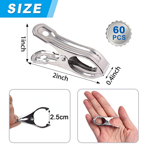 SBYURE 60 Pcs Stainless Steel Greenhouse Clamps,Garden Clips for Netting,Clips Greenhouse Clips with Large Open,Have a Strong Grip to Hold Down The Shade Cloth or Plant Cover