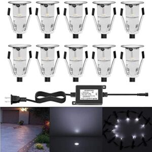 0.7" Tiny LED Deck Lights, QACA Landscape Lighting for Garden, Patio, Stairs Outdoor and Indoor Decoration Security Cool White(Pack of 10)