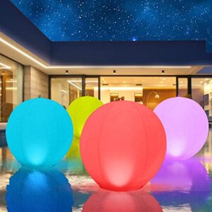 blibly floating pool lights solar powered, 14 inch pool lights that float, inflatable waterproof led light pool balls, solar pool lights for outdoor swimming pools garden lawn party decor (4 pack)