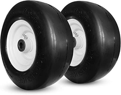 New 11x4.00-5 Flat Free Smooth Tire w/Steel Wheel for Zero Turn Lawn Mower Garden Tractor -hub Length 3"-5" - Bore ID 5/8" 114005 (2)