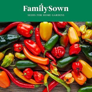Heirloom Pepper Seeds by Family Sown - 9 Non GMO Sweet & Hot Pepper Seeds for Your Home Garden with Poblano Pepper Seeds, Habanero Seeds, Bell Pepper Seeds, Serrano and More in Our Seed Starter Kit