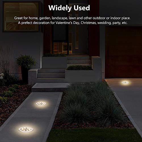 Aogist 4 Packs Solar Ground Lights,8 LED Garden Lights Patio Disk Lights In-Ground Outdoor Landscape Lighting for Lawn Patio Pathway Yard Deck Walkway