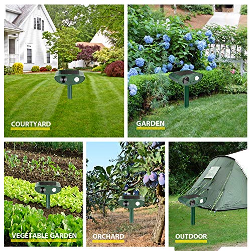 Redeo Solar Outdoor Cat Repellent Ultrasonic Animal Repeller Deer Deterrent Dog Repellent for Lawn&Garden Yard with Motion Sensor - Scare Birds Away (Green)