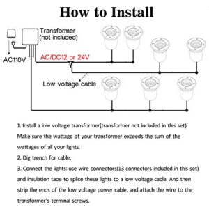 Led Landscape Lights Low Voltage 5W 12V 24V In-Ground Well Light 3000K Warm White Waterproof Outdoor Spotlights for Garden, Pathway, Driveway, Deck(6 Pack with Wire Connector)