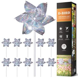 jfdwopht reflective pinwheels, high-efficiency reflective material, keep birds away from garden – 10 pack (pinwheel)