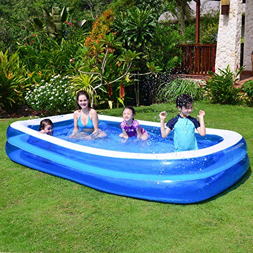 Inflatable Swimming Pool Outdoor Lawn Ground Rectangular Swimming Pool for Kids or Adults (Max 120x72x20±3 Inch)