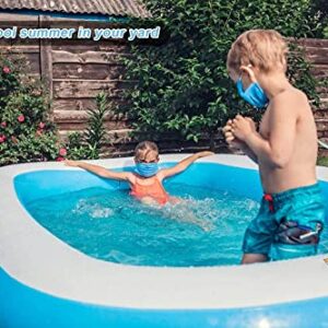 Inflatable Blow Up Kiddie Pool Family Swimming Pool Family Full Size Rectangular Pool Paddling Water Splashing Ball Pool for Kids Toddler Adult for Outdoor Garden Backyard, 103" X 69" X 20"