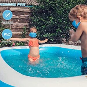 Inflatable Blow Up Kiddie Pool Family Swimming Pool Family Full Size Rectangular Pool Paddling Water Splashing Ball Pool for Kids Toddler Adult for Outdoor Garden Backyard, 103" X 69" X 20"