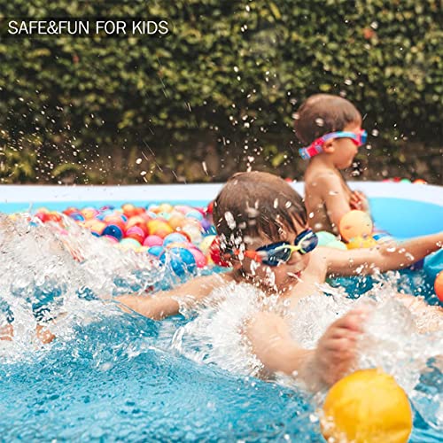 Inflatable Blow Up Kiddie Pool Family Swimming Pool Family Full Size Rectangular Pool Paddling Water Splashing Ball Pool for Kids Toddler Adult for Outdoor Garden Backyard, 103" X 69" X 20"