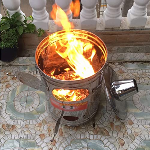 OM-PDD Large Outdoor Trash Incinerator Burn Barrell, Stainless Steel Burn Barrel Incinerator Cage, Incinerator Barrel for Yard Waste/Toilet/Garden/Trash/Paper 12-61Gallon1, ilver