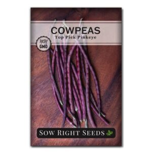 Sow Right Seeds - Top Pick Pinkeye Cowpeas Vegetable Seed for Planting - Non-GMO Heirloom Packet with Instructions to Plant a Vegetable Garden - Market Favorite Bush Bean Variety - Gardening Gift