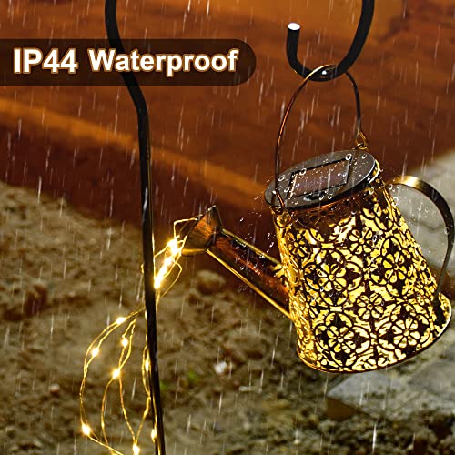 FEELIGHT Solar Lights Outdoor Garden Decorative, Small Watering Can Hanging Kettle Lantern Light Retro Waterproof Copper Solar Twinkle Lights for Backyard Table Patio Yard Pathway Walkway Decor (A)