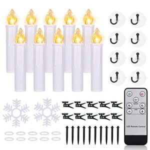 freepower 10pcs christmas led taper flameless candle with remote timer,battery operated window candle lights with clips/suction cups for christmas tree garden party decor…