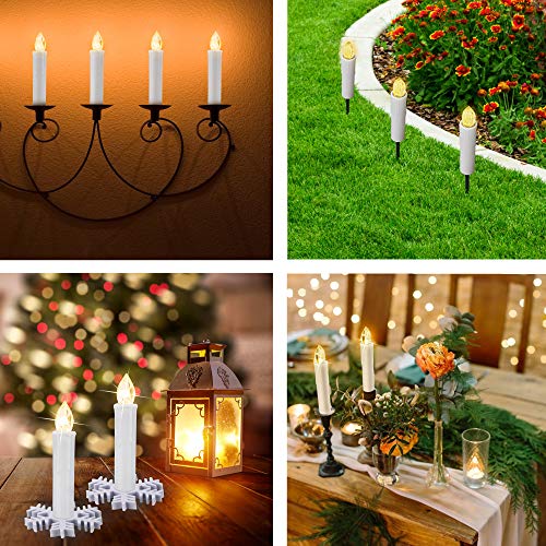 FREEPOWER 10PCS Christmas LED Taper Flameless Candle with Remote Timer,Battery Operated Window Candle Lights with Clips/Suction Cups for Christmas Tree Garden Party Decor…