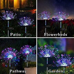 NMM Solar Fireworks Lights Outdoor Waterproof, 2 Pack 120 LED Solar Garden Lights, 2 Lighting Modes 40 Copper Wires String DIY Light for Garden, Patio, Yard, Party Wedding Decorative (Colorful)