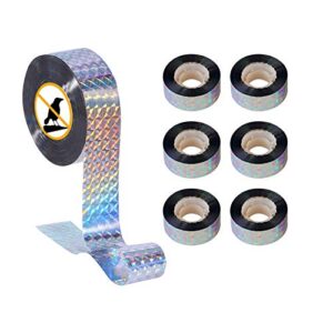 blissvent reflective bird tape bird scare tape ribbion, deterrent tape for birds and pigeons, flash double sided reflective tape outdoor 262 feet 6 rolls