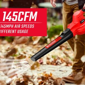 Cordless Leaf Blower, 20V Battery Powered Leaf Blower - VOLTKORE Electric Handheld Leaf Blower for Blowing Leaves, Dust, Snow in Patio, Garden.(Quick Charger & Battery Included) - 2023 Upgraded