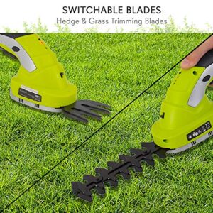 SereneLife PSLTLL1812 Cordless Handheld Shears-Electrical Hand Held Hedge Trimmer Weed Or Grass Clippers with 3.6V Rechargeable Battery, Metal Blades, for Lawn Yd Gardening Use, Yellow