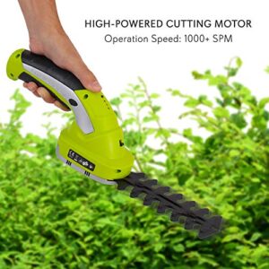 SereneLife PSLTLL1812 Cordless Handheld Shears-Electrical Hand Held Hedge Trimmer Weed Or Grass Clippers with 3.6V Rechargeable Battery, Metal Blades, for Lawn Yd Gardening Use, Yellow