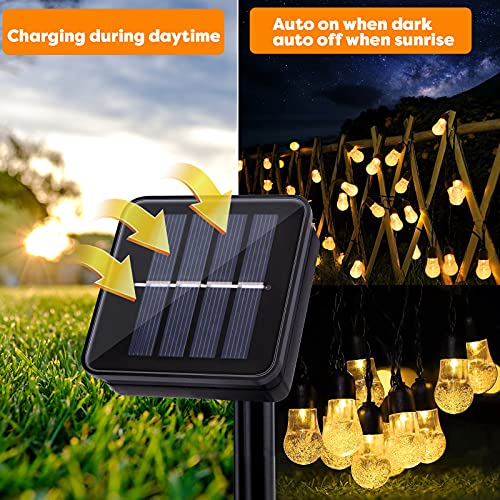 TCJJ Solar String Lights Outdoor, 30 LED 21 Feet Crystal Globe Solar Garden Lights with 8 Lighting Modes, Waterproof Decorative Solar Powered Patio Hanging Lights for Yard Porch Wedding Party