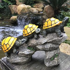 Bo-Toys Solar Powered Turtles on Log Outdoor Accent Lighting LED Garden Light Decor