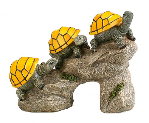 Bo-Toys Solar Powered Turtles on Log Outdoor Accent Lighting LED Garden Light Decor