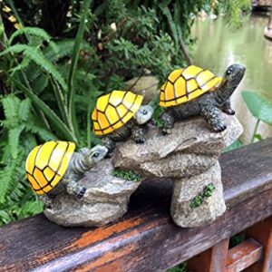 Bo-Toys Solar Powered Turtles on Log Outdoor Accent Lighting LED Garden Light Decor