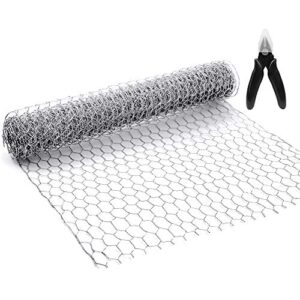 bstwm chicken wire net for craft projects,3 sheets lightweight galvanized hexagonal wire 13.7 inches x 40 inches x 0.63 inch mesh,with 1 mini wire cutting pliers-10 feet(3 sheets)