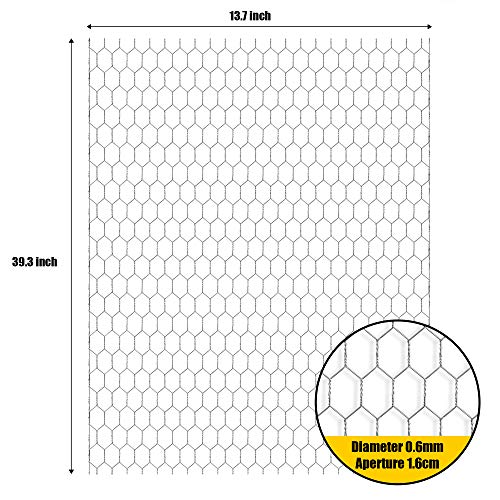 BSTWM Chicken Wire Net for Craft Projects,3 Sheets Lightweight Galvanized Hexagonal Wire 13.7 Inches x 40 Inches x 0.63 Inch Mesh,with 1 Mini Wire Cutting Pliers-10 Feet(3 Sheets)