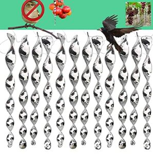 30 pc package -repellent reflective ornamental spiral deterrent to keep birds away. hanging wind twisting scare bird rods deflectors decoys. decorative bird deterrent to protect home and garden.